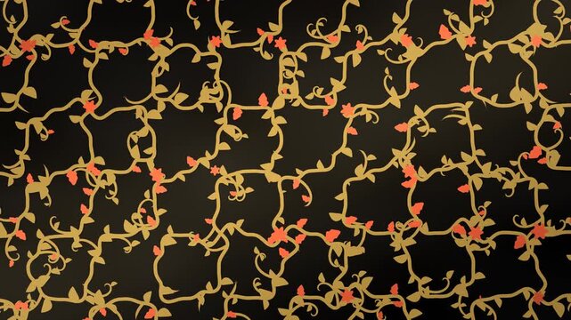 Karakusa Japanese arabesque vine scroll pattern traditional wagara floral background seamless loop in subtle black tones