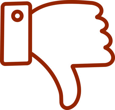 Unlike Thumb Icon with Thumbs Down, Dislike, Negative Feedback, Rejection, Review and Rating Symbols in Color, Black Flat and Line Style Isolated on Transparent Background