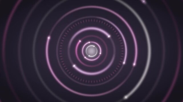 Glowing Concentric Loading Rings UI Radial Progress Spinner Seamless Loop in vibrant magenta tones