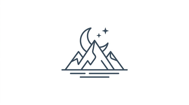 Minimalist mountain and moon logo design.