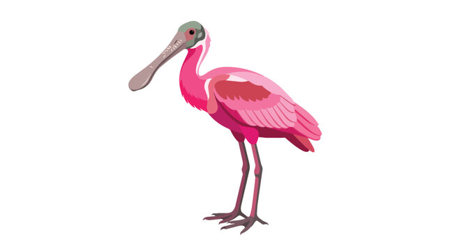Roseate Spoonbill Pink Bird Illustration Isolated on White Background for Wildlife and Nature Design Projects