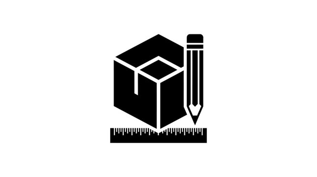 Black and white cube pencil ruler.
