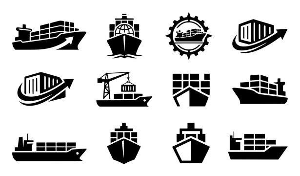 Logistics Cargo Ship Vector Illustration Pack