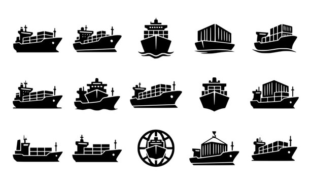 Cargo Container Ship Logo Vector Collection EPS10