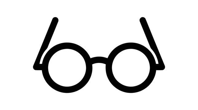 Vector illustration of simple black icon of round glasses on a transparent background
