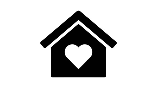 Vector illustration of house icon with heart symbol on a transparent background