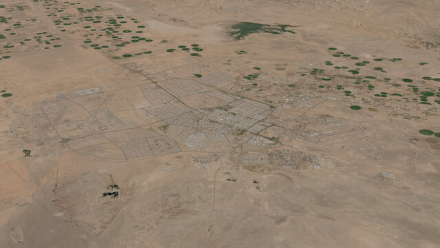 Oblique aerial 3D illustration of Tabuk, Saudi Arabia