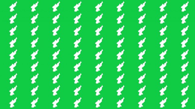 North Korea map pattern scrolling perfect 15 second loop with green background