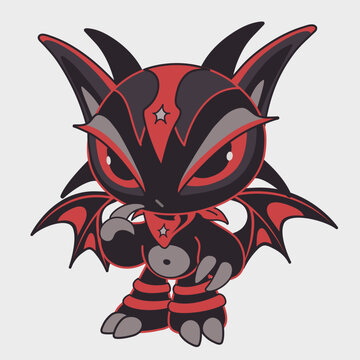 Red Cartoon Demon. Funny character. Cartoon character design.