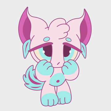 Sad cartoon animal. Funny character. Cartoon character design.