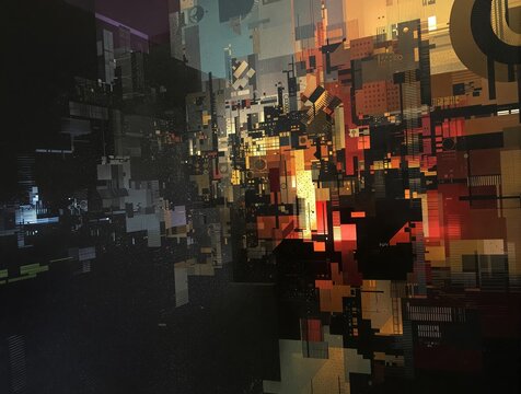 Abstract futuristic digital grid artwork