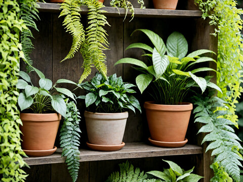plantas en maceta en jardin vertical