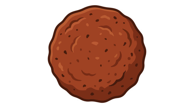 Delicious Round Brown Baked Cookie or Patty Illustration Isolated on White Background for Food Menu and Design