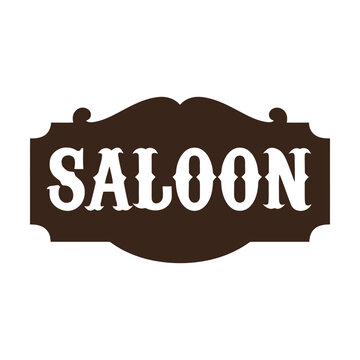 Vintage western saloon wooden sign with classic rustic font style for wild west bar decor Vector