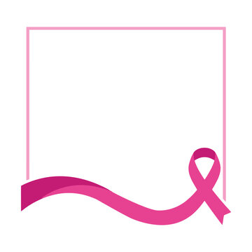 Pink ribbon frame with a wavy border for breast cancer awareness month campaign design Vector
