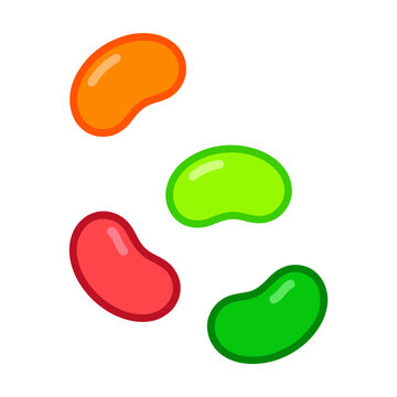 Colorful jelly bean candies in orange red and green colors with a shiny smooth surface Vector