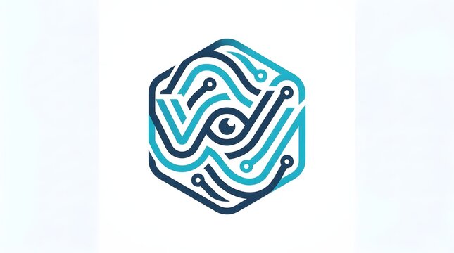 Abstract Circuit Technology Logo with Hexagon Shape