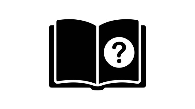 Vector illustration of open book icon with a question mark symbol on a transparent background
