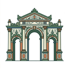 Ornate Classical Archway with Decorative Columns and Pediment. © Roni
