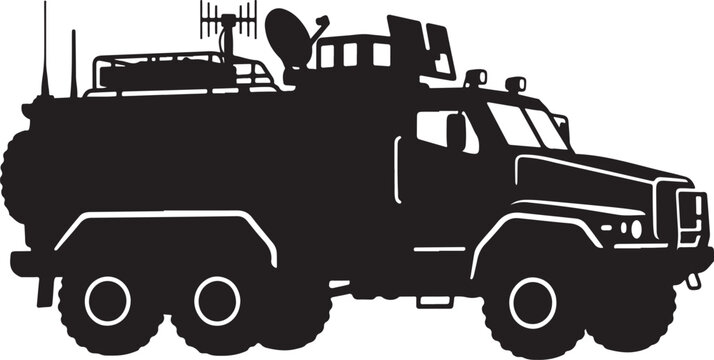 Tactical Command Vehicle Silhouette Vector Illustration