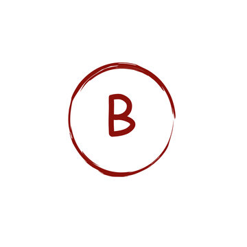 Red Grade B School Test Result Icon with Brush Circle Vector