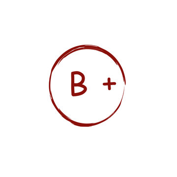 Red B Plus Academic Grade Stamp Mark in Brush Circle Vector