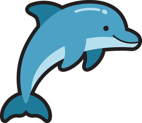 Naklejka premium Cute Dolphin Cartoon Vector Icon