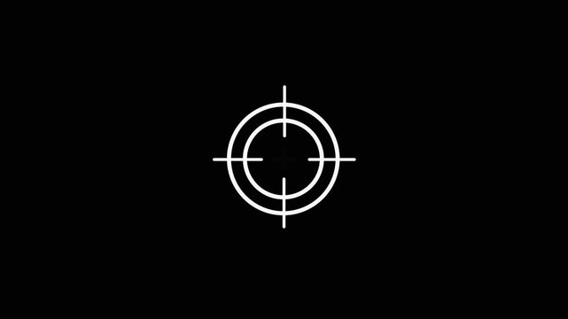 Scanning moving target shape with alpha channel, Target, Aim, Goal icon . Business target concept. Military training, Military target icon animation on black background.