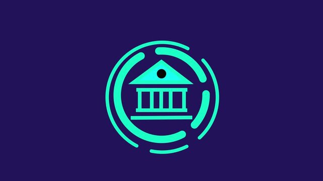 Bank Building Icon Isolated. Bank building icon animation. Motion Graphic concept. animation