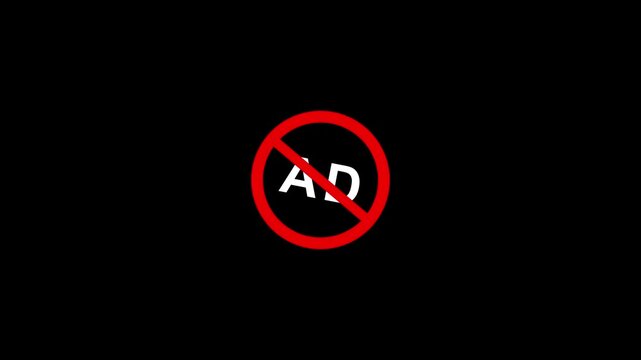 No ADS white color text for promotion design. Motion graphics logo. Banner for concept design. Sale Motion graphics . Internet technology.no ads crossed out mark color icon 4k video