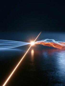 A bright node creates two outputs from one voice stream. The first output is a light ribbon and the second is a colored wave.