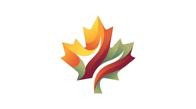 Stylized maple leaf logo design with gradient colors with composed flowing ribbon shapes gradient color palette modern gradient illustration