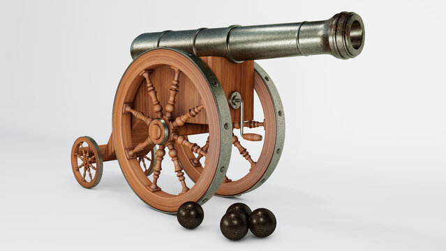 old cannon on white background