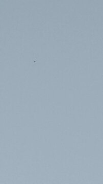 Colorful Kite Flying High In Blue Sky Outdoors