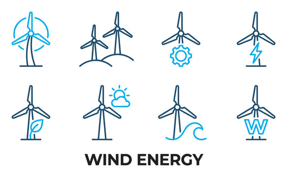 Wind turbines generating clean electricity from renewable energy source.