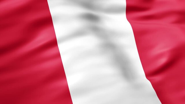 Realistic Peruvian flag waving with detailed fabric texture seamless loop video background. 4K UHD Peru national flag animation