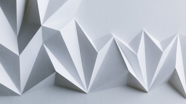 White modern abstract origami paper folding geometric background
