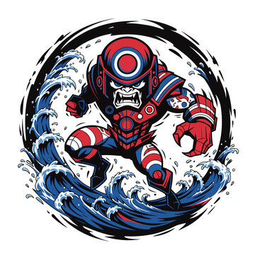 Cartoon superhero in red armor.
