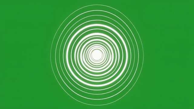 White Ripple Rings Contracting Inward on Green Screen