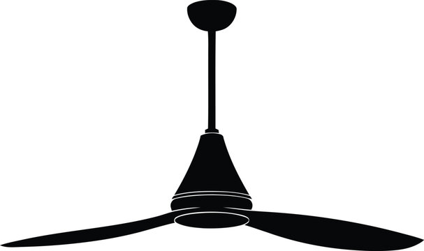 Ceiling fan silhouette. Modern electric cooling appliance for home interior design.