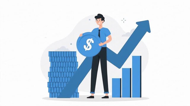 Business finance vector illustration flat design motion graph animation motion video marketing asset3