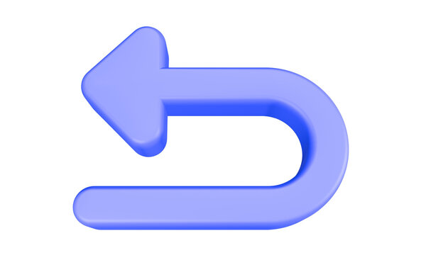 3D blue curved arrow icon pointing left, commonly used as a symbol for "undo," "back," or "return" in digital user interfaces