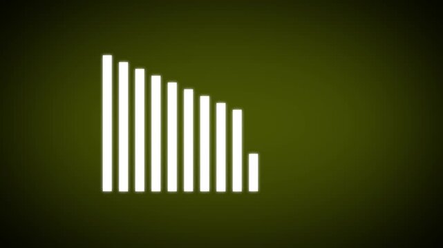 Abstract dynamic graphic loading bar animation showing series of vertical white rectangles on green background.