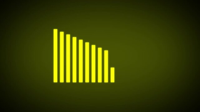 Minimalist digital loading bar animation with yellow vertical rectangles moving across a dark background.