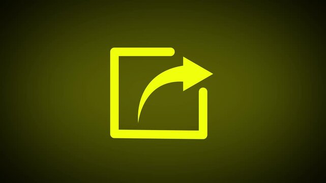 Yellow arrow symbol for sharing and outgoing connection emerges on dark background.