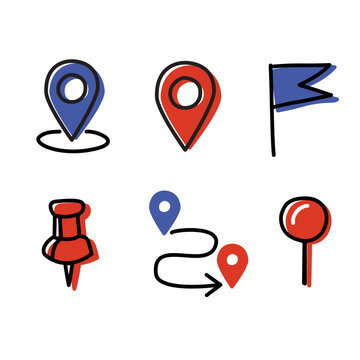 set of map pointers vector illustration, location icon symbol