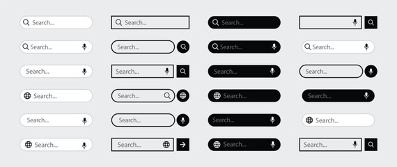 Set of search bar icon. language and voice options in editable style. search bar vector icons in flat design. vector illustration © VectorStock