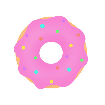 donut isolated on white background, donut vector, starwberry donut, donut meses, sweet food, bakery, cake