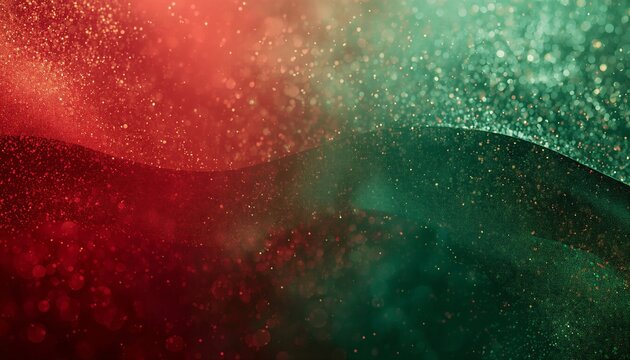 Elegant red and green Christmas background with luxury shiny gold texture and copy space.