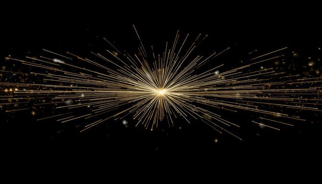 Vibrant colorful fireworks explosion isolated on black background, glowing holiday backdrop.